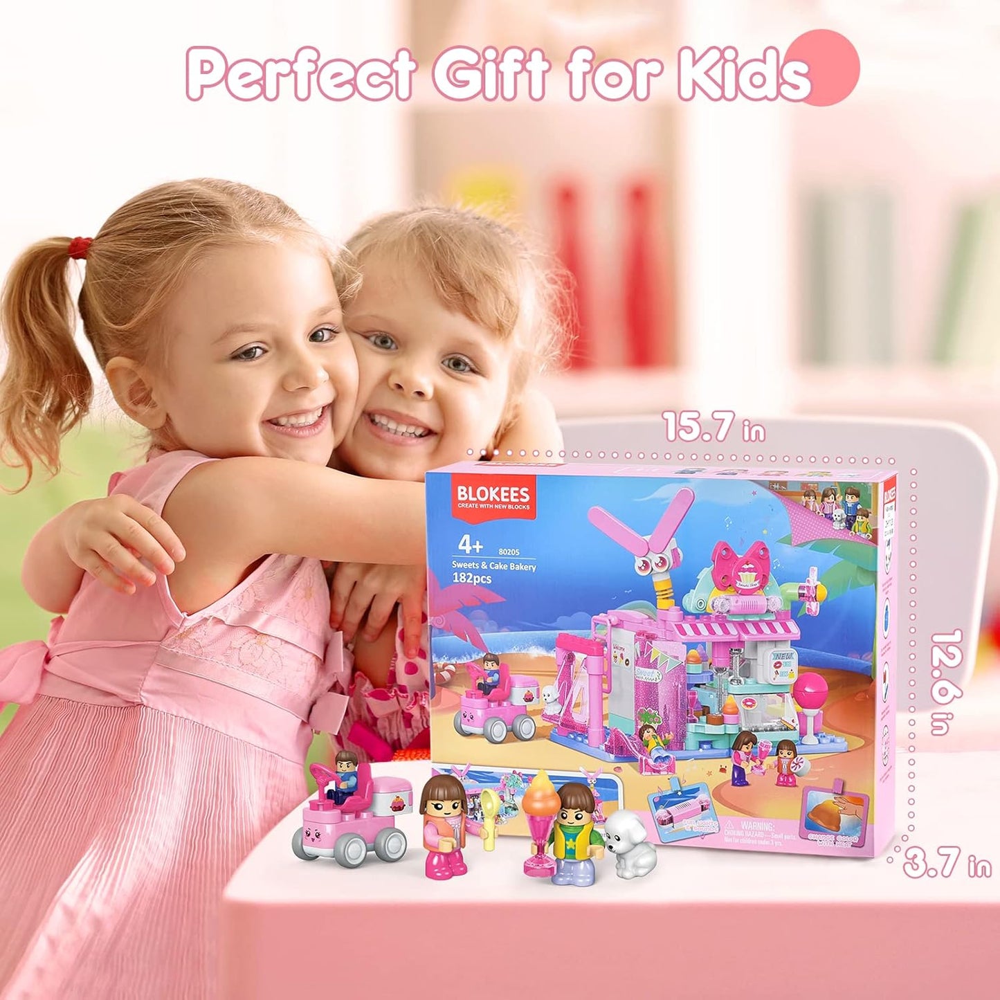 STEM 3-in-1 Building Educational Toys for Girls, Sweet & Cake Bakery Creative Building Blocks with APP 3D Guide & Funny Sound
