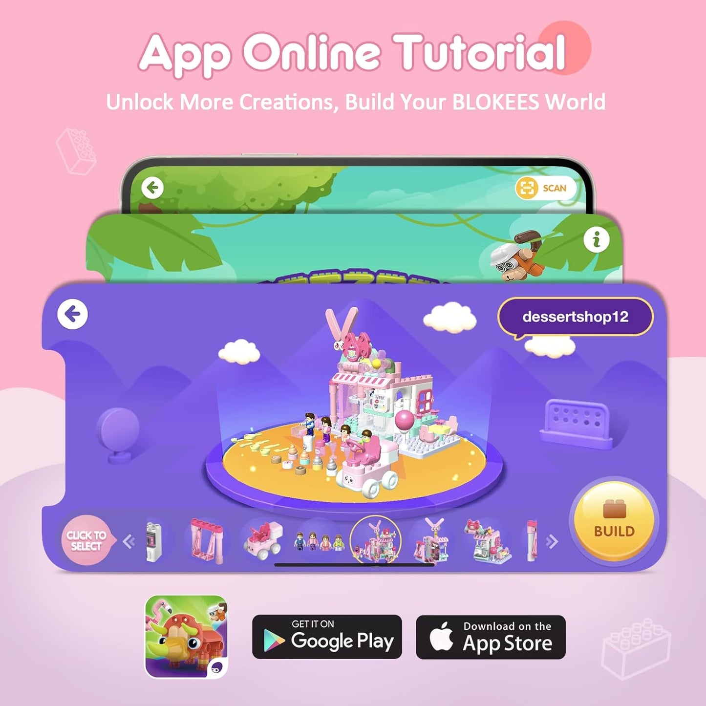 STEM 3-in-1 Building Educational Toys for Girls, Sweet & Cake Bakery Creative Building Blocks with APP 3D Guide & Funny Sound