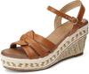 SHIBEVER Wedge Sandals For Women Dressy: Summer Women's Wedges Sandals Open Toe Espadrille Ankle Strap Ladies Shoes, Brown, 10.5