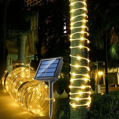 Solar Rope Light Waterproof IP65 39FT 100LEDs Outdoor LED Solar Outdoor Lights