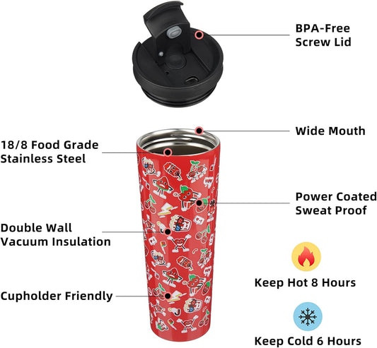 34oz Skinny Tumbler With lid And Straw Stainless Steel Travel Coffee Mug Insulated Tumblers Cups, Passionate-Red