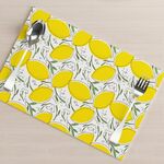 Table Mats Place Mats for Dinner Holiday Party Gifting Home Kitchen Décor Outdoor Gathering Table Decoration 100% Cotton Fused Mats (Lemon, 13"x 19" Set of 4)