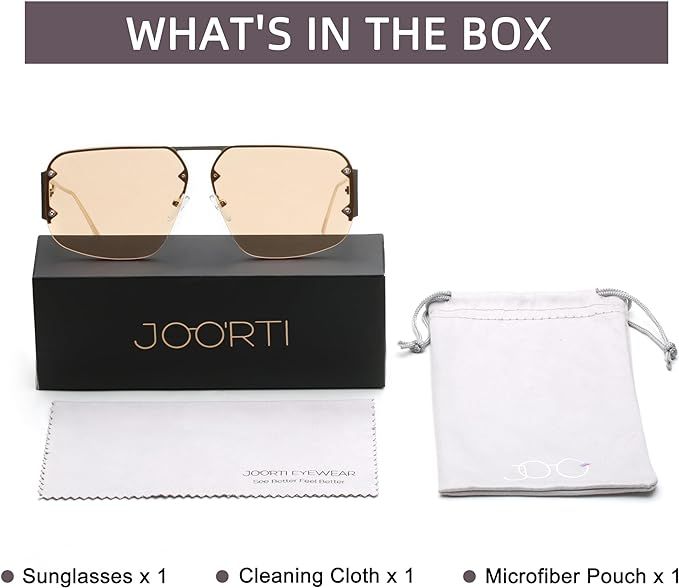 Designer Aviator Rimless Sunglasses Mens Womens Oversized Trendy Metal Frame Shades