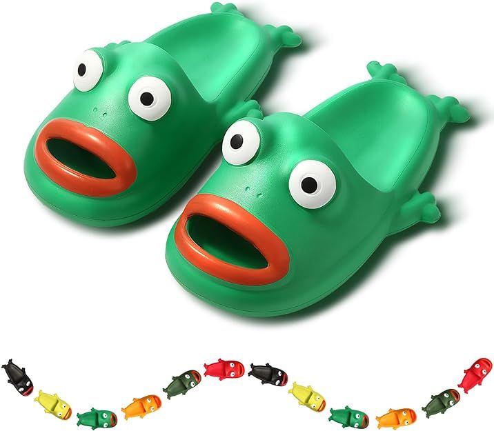 Women's and Men's Cloud Slides with Cute Frog Design - Perfect for Beach, Pool, Indoor Shower - Size 40 (Women: 8.5-9.5; Men: 7-8)