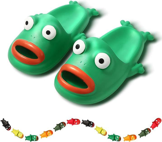 Women's and Men's Cloud Slides with Cute Frog Design - Perfect for Beach, Pool, Indoor Shower - Size 40 (Women: 8.5-9.5; Men: 7-8)