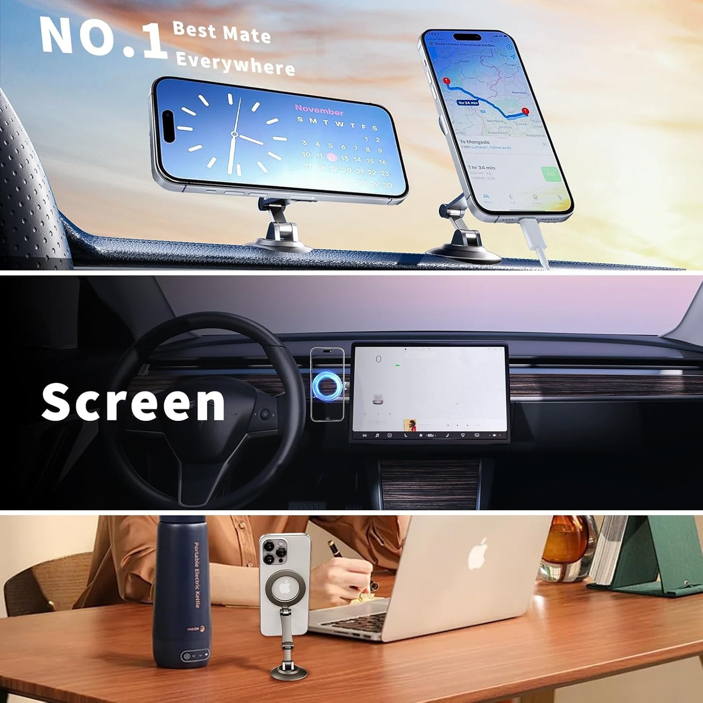 Car Mount, [24 Strongest Magnet Power] 360° Rotation Magnetic Phone Holder for Car, Cell Phone Holder Mount Car Accessories for iPhone 14 13 12 Pro Max Plus Mini MagSafe Case