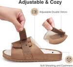 Women's Open Toe Slippers with Arch Support, Ladies Adjustable slippers Fuzzy Slides Sandals, Brown