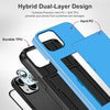 iPhone 15 Case with Card Holder & Screen Protector & Camera Cover 4-in-1 Full Body Hybrid iPhone 15 Protective Case Wallet Shockproof (Light Blue)