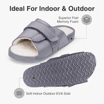 Women's Open Toe Slippers with Arch Support, Ladies Adjustable Slippers Fuzzy Slides Sandals, Gray SZ 8
