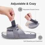 Women's Open Toe Slippers with Arch Support, Ladies Adjustable Slippers Fuzzy Slides Sandals, Gray SZ 8