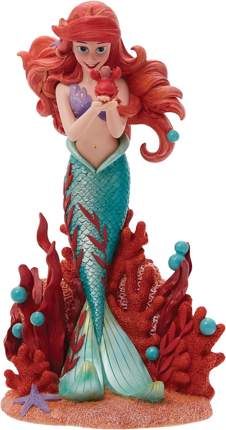 Enesco Disney Showcase Botanical The Little Mermaid Ariel Holding Sebastian Figurine, 8 Inch