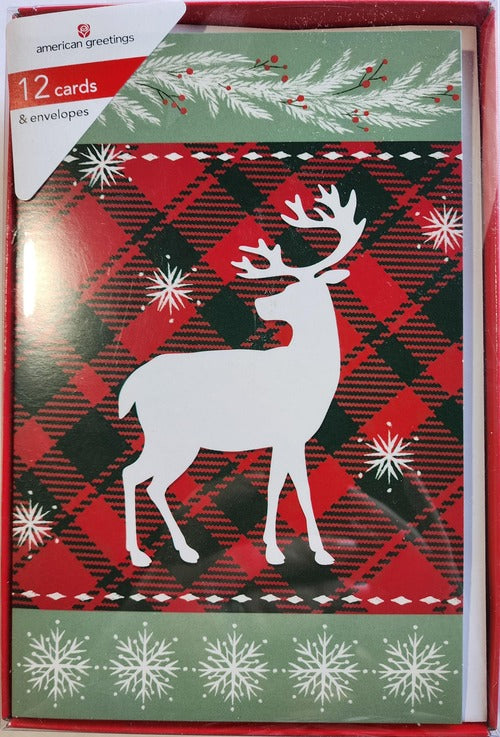 American Greetings Deer on Plaid