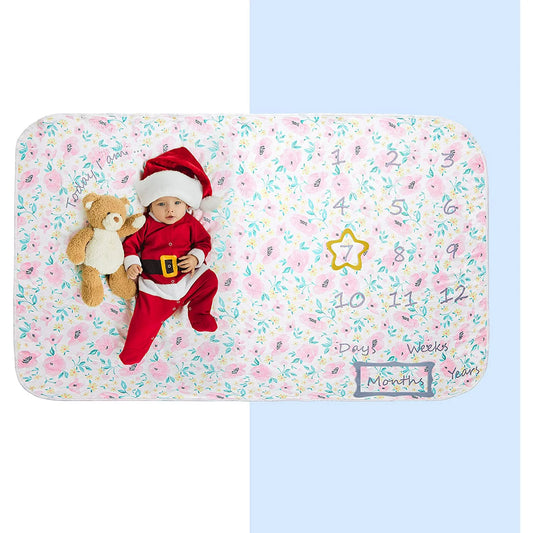 Supersoft Baby Monthly Milestone Blanket Large Premium Organic Plush Fleece Newborn Blanket 60"x40'