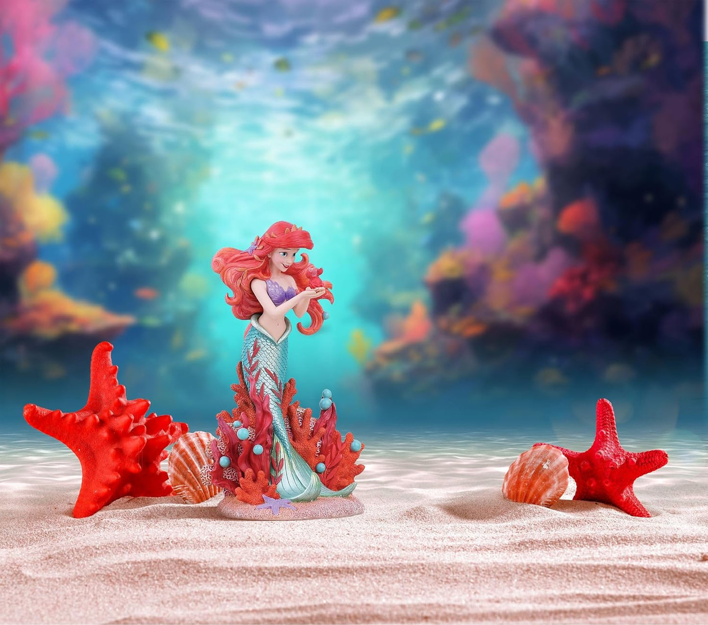 Enesco Disney Showcase Botanical The Little Mermaid Ariel Holding Sebastian Figurine, 8 Inch
