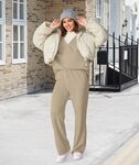 Women's 2 Piece Outfits Lounge Sets Casual Short Sleeve Pullover Tops Wide Leg Long Pants Matching Travel Loungewear Set-S