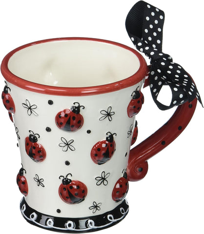 Burton & Burton 122675 Adorable Ladybug 10 oz Coffee Mug with Dotted Bow