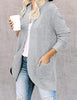 Uniexcosm Women's Open Front Cardigans Long Sleeve Chunky Knitted Cardigan Sweater Coats with Pockets, Gray, Medium