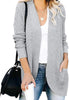 Uniexcosm Women's Open Front Cardigans Long Sleeve Chunky Knitted Cardigan Sweater Coats with Pockets, Gray, Medium