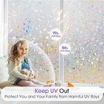 Window Privacy Film Stained Glass Window Clings 3D Rainbow Decorative Door Window Covering Stickers Static Cling Non Adhesive Removable Home Winter Window Vinyl, 17.5 x 78.7 inch