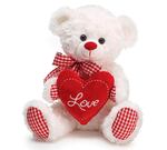 Burton & Burton 9718675C PLUSH WHITE/RED GINGHAM LOVE BEAR