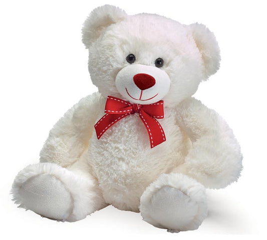 Burton & Burton 12" WHITE VALENTINE BEAR WITH RED BOW