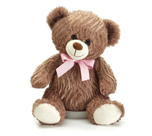 Burton & Burton 12" SOFT WAVY BROWN FUR WITH PINK BOW
