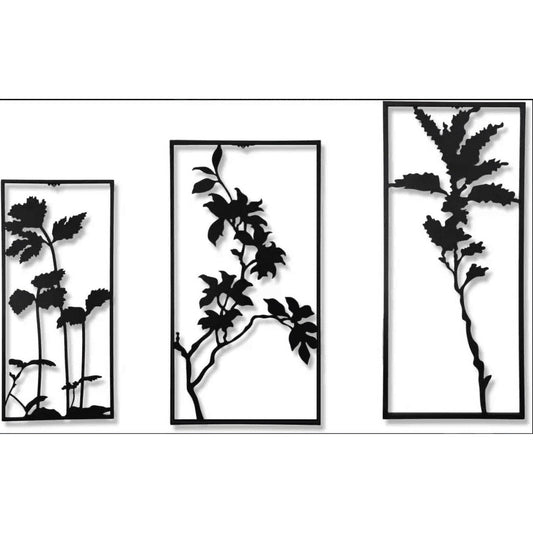 Black Metal Wall Décor, Leaves Line Décor Minimalist Metal Wall Art, Abstract Metal Wall Sculptures, Metal Modern Wall Hanging for Living Dinner Room Décor