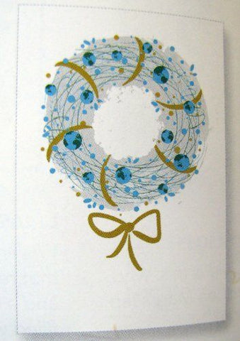 Hallmark 1200USR1012 Christmas Boxed Cards Blue and White Wreath