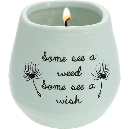 Pavilion  77111 Plain Dandelion Weed Some See a Wish Green Ceramic Soy Serenity Scented Candle