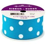 4 YD ROLL TURQUOISE W/ WHITE DOTS RIBBON