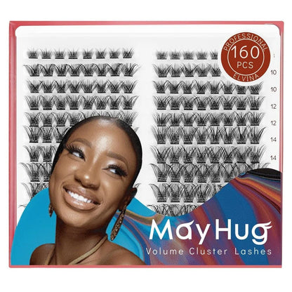 Lash Clusters DIY Eyelash Extensions 160 Pcs Individual Lashes Eyelash Clusters Natural Look, D Curl Cluster Lashes Wispy False Eyelash Soft Cluster Lashes Reusable, 8-18mm MIX (Elvina)