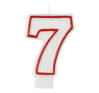 Hallmark # 7 Numeral Birthday Candles Double Side Red Border (Red And White)