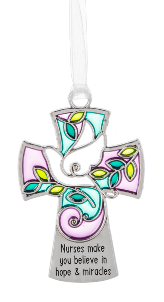 Ganz ER71935 Cross Ornament - Nurses make you believe in hope & miracles