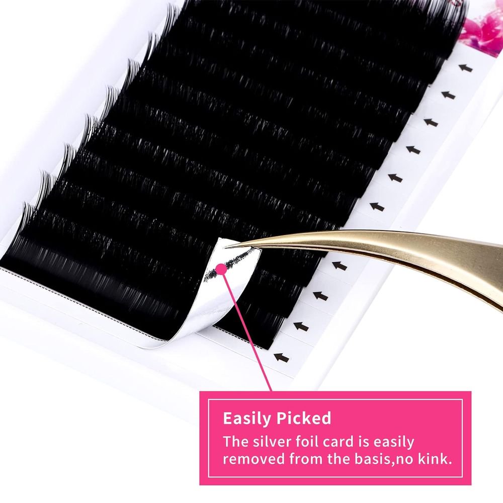 Classic Lash Extensions 0.05 D Curl 14mm Lash Extensions Volume Lash Extensions Silk Individual Lashes Pure Matte Black Eyelash Extension Application for Professional Salon Use (0.05D, 14mm)