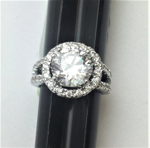 R.S. Covenant 929 Round Halo Cz Ring Size 9