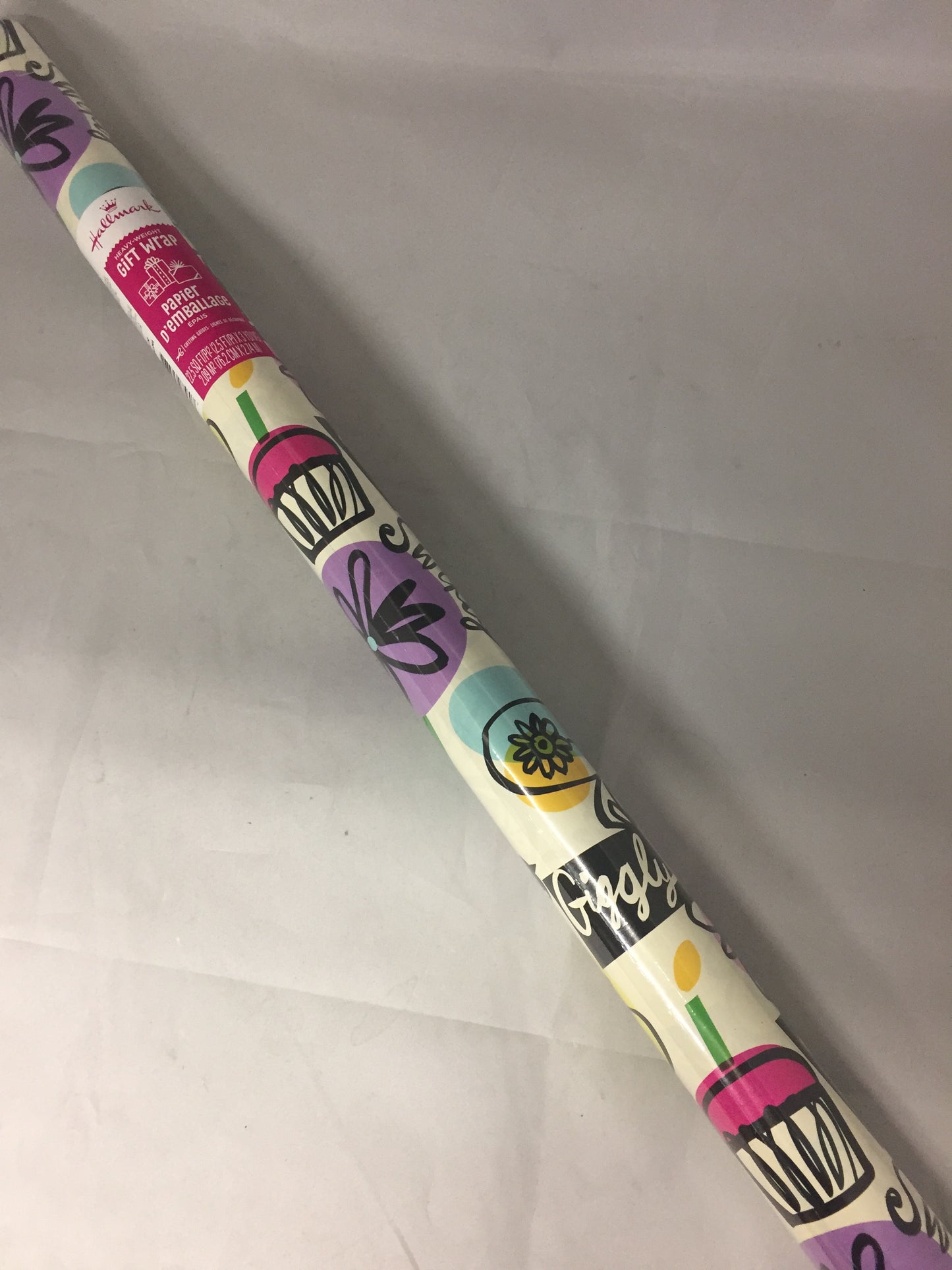 Hallmark 22 SQ FT ROLL SWIRKY BIRTHDAY COLOFUL FLORAL PRINT