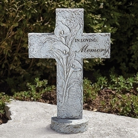Roman 11817 Memorial Bereavement Cross, one Size, Light Gray and White