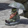 Roman 12077  LED Leprechaun Sleeping Under Mushroom Garden Statue, 10" H Irish Home Outdoor