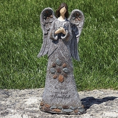 Roman 12547 Angel with Butterfly Pebble Garden Statue, 14-inch High