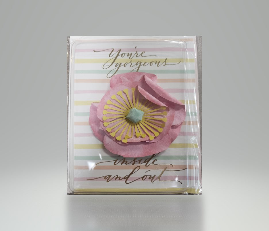 Hallmark Signature Flower Pin "Your Gorgeous Inside and Out" Card