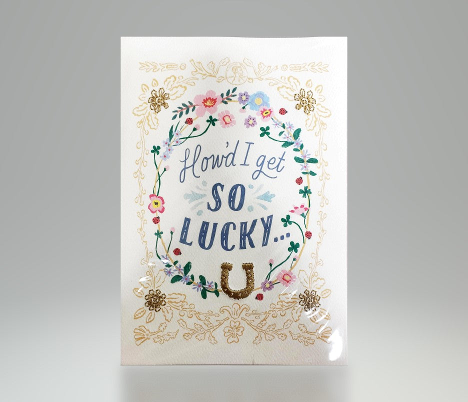 Hallmark Signature How'd I Get So Lucky...U  With Flowers Card