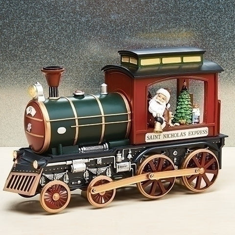 Roman Dropship 30040 Musical LED Train W/Santa & Rotating Elf B/O14.25"Multicolor
