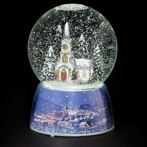 Roman 134352 LED SWIRL DOME CITYBASE ROTATING CHURCH Christmas Glass Globes, 6.5"H