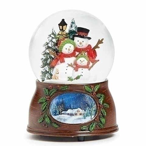 Roman Christmas 134067 Musical Snowman Family Dome with Antique Red Base, 5.7-inch Height
