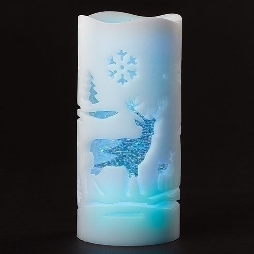 Roman Christmas 133405 Swirl Laser Candle Tri-Color, 8.25 inch, White