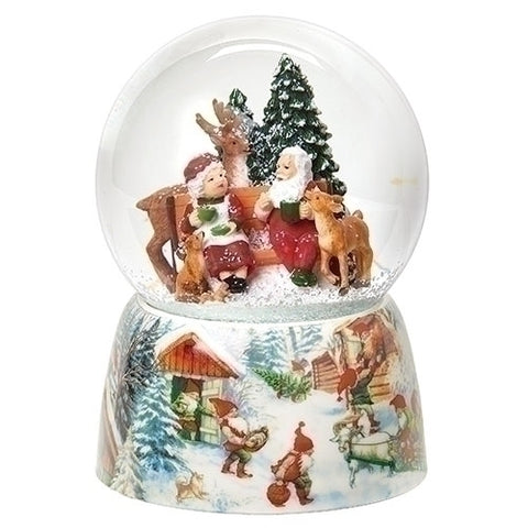 Roman Christmas 134084 MUS MR & MS CLAUS DOME ON BENCH, 5.75"H