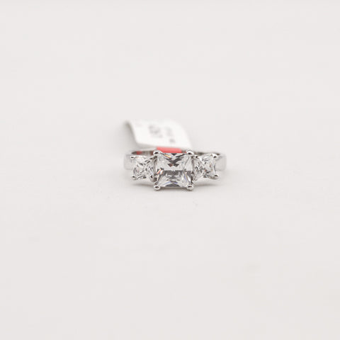 R. S. Covenant 4261 Silver 3 CZ Princess Cut Ring Size 6