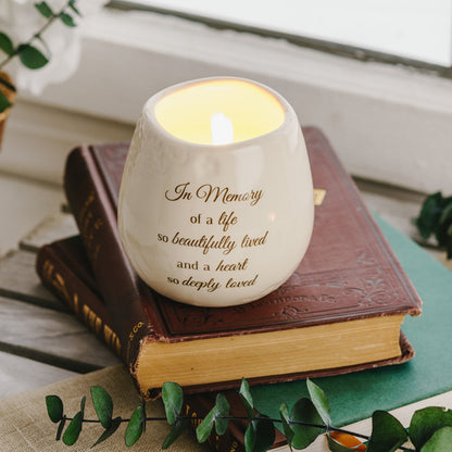 Pavilion 19178 in Memory Beautifully Lived Ceramic Soy Wax Candle 8oz.
