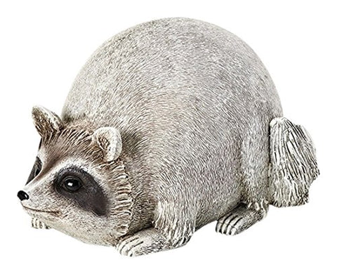 Roman 16278 Raccoon Pudgy Pals Grey 10 x 5.5 Inch Resin Stone Indoor Outdoor Garden Figurine