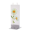 Flatyz D20052 Hand Painted Flat Candle Unscented, Dripless, Smokeless Two Daisies with Gold